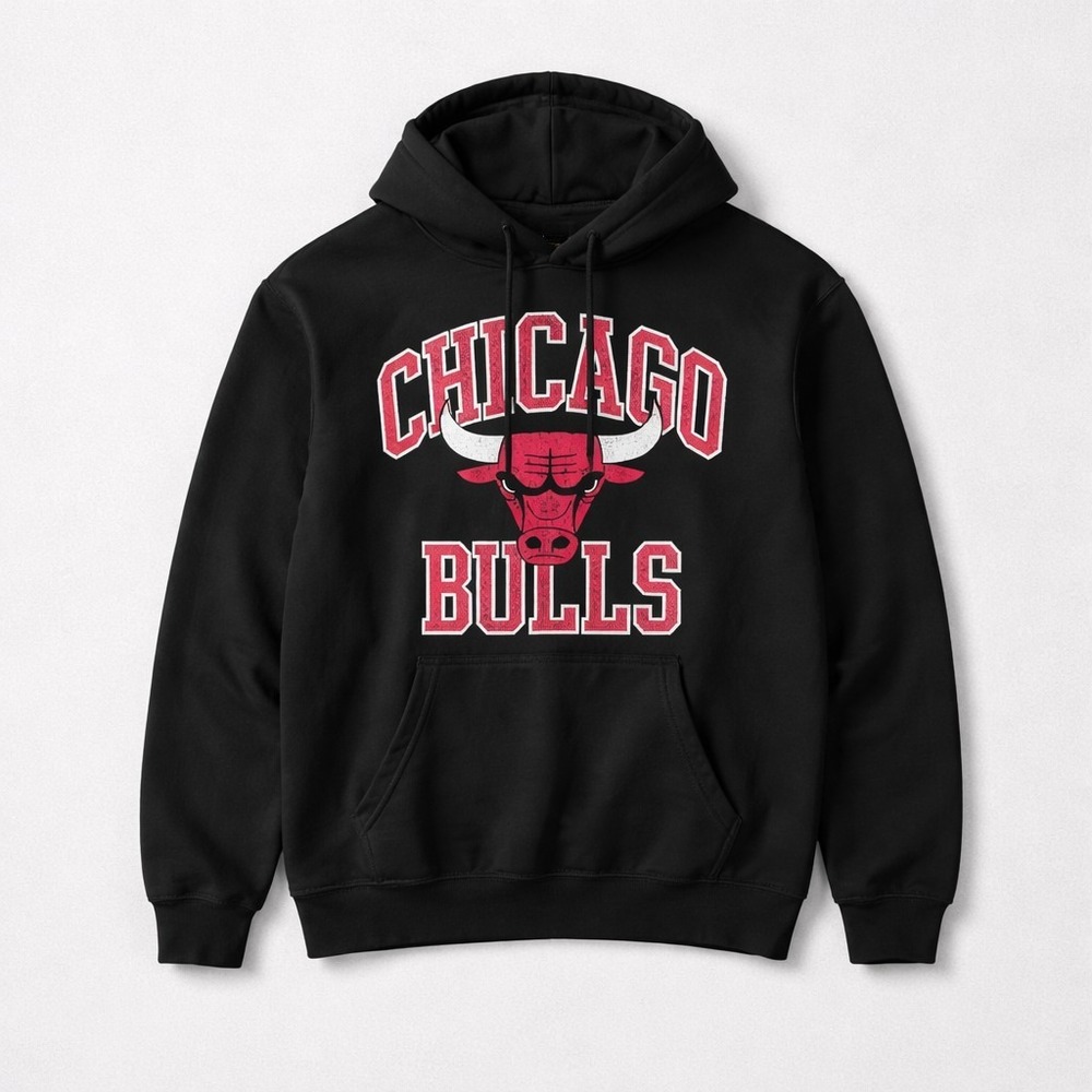 NBA Chicago Bulls Heavyweight Hoodie Black Pullover Graphic Men XS